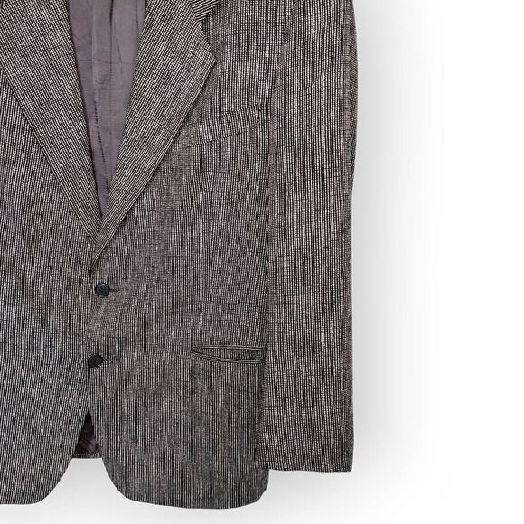 Yves Saint Laurent Mens Blazer Sz 44R Houndstooth Jacket Black Silk Linen Vtg - Picture 8 of 13